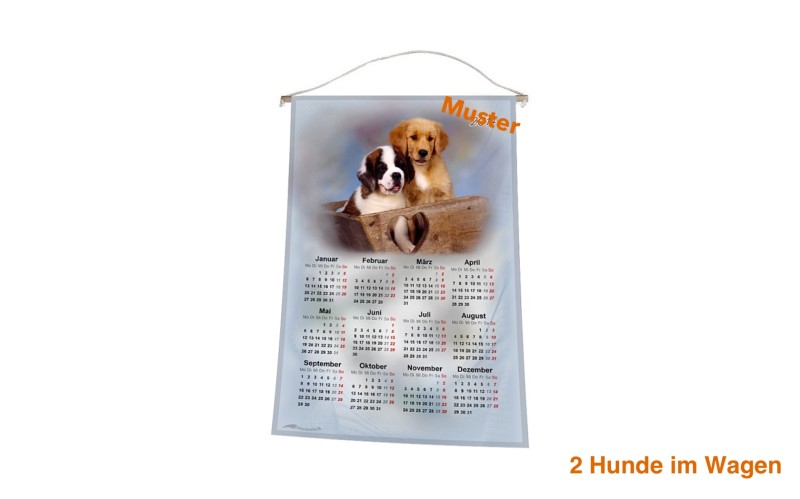 Stoff-Kalender 2025 mit verschiedenen Hunde-Motiven