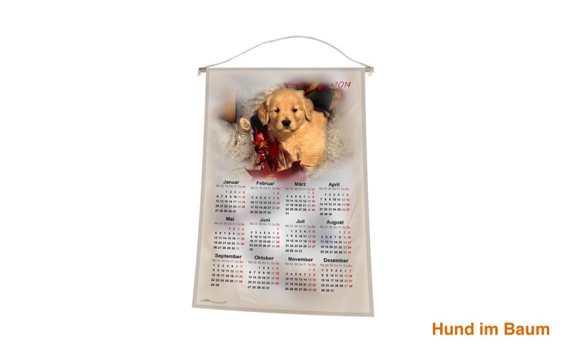 Stoff-Kalender 2025 mit verschiedenen Hunde-Motiven