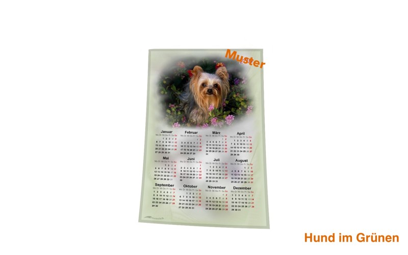 Stoff-Kalender 2025 mit verschiedenen Hunde-Motiven