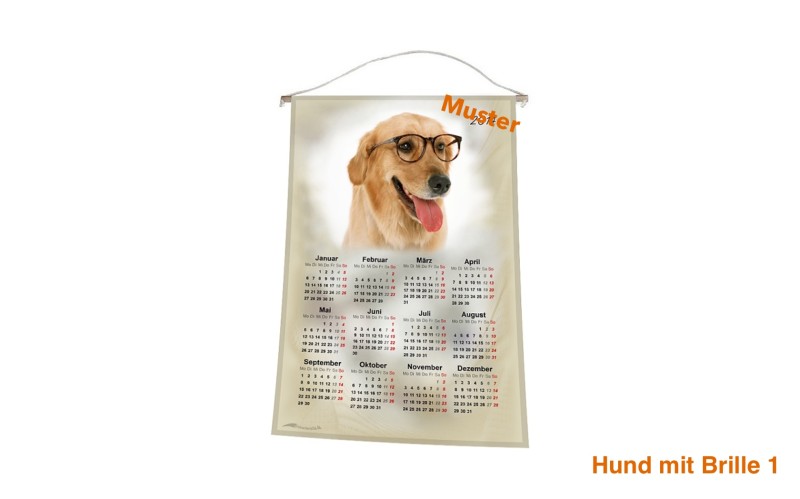 Stoff-Kalender 2025 mit verschiedenen Hunde-Motiven