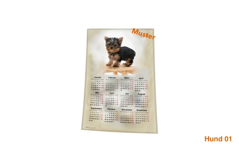 Stoff-Kalender 2025 mit verschiedenen Hunde-Motiven